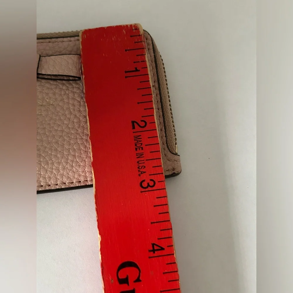 Kate Spade New York Poppy Pebbled Leather Card Wallet Zip Around‎ Pink Keyring
